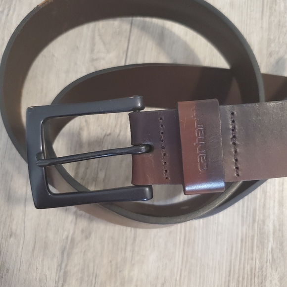 brown leather Carhartt belt pewter buckle size 3XL high quality adjustable - Picture 2 of 12